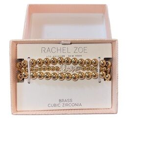 Rachel Zoe Gold Beaded Bracelet with Cubic Zirconia